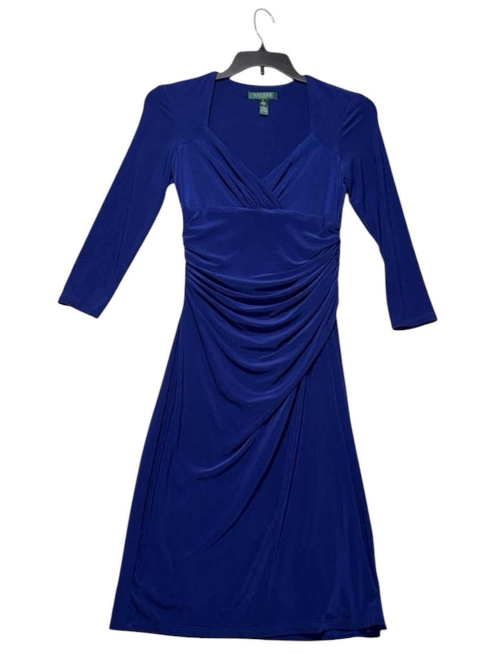 Lauren Ralph Lauren Royal Blue Ruched Sheath Midi Dress 4 - Picture 3 of 14